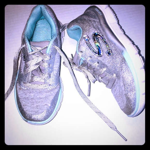 Skechers Other - Blue Silver Glitter Sparkle Sketchers Girls 11.5